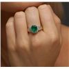 Image 2 : 14KT Yellow Gold 1.80ct Emerald and Diamond Ring