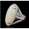 Image 5 : 14KT White Gold 14.69ct Opal and Diamond Ring