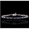 Image 4 : 14KT White Gold 10.92ctw Sapphire and Diamond Bracelet