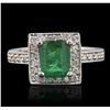 Image 4 : 14KT White Gold 0.25ct Emerald and Diamond Ring