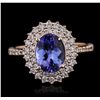 Image 4 : 14KT Rose Gold 1.63ct Tanzanite and Diamond Ring