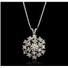 Image 4 : 14KT White Gold 0.35ctw Diamond Pendant With Chain