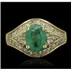Image 3 : 14KT Yellow Gold 1.20ct Emerald and Diamond Ring