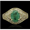 Image 3 : 14KT Yellow Gold 1.20ct Emerald and Diamond Ring