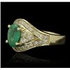 Image 4 : 14KT Yellow Gold 1.20ct Emerald and Diamond Ring