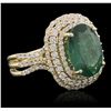 Image 5 : 14KT Yellow Gold 3.82ct Emerald and Diamond Ring