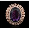 Image 4 : 14KT Rose Gold 9.45ct Amethyst and Diamond Ring