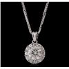 Image 4 : 14KT White Gold 1.08ctw Diamond Pendant With Chain