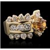 Image 5 : 14KT Yellow Gold 1.30ct Citrine Quartz and Diamond Ring