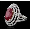 Image 5 : 14KT Two-Tone Gold 10.27ct Ruby and Diamond Ring