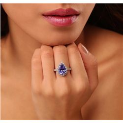 14KT White Gold 4.81ct Tanzanite and Diamond Ring