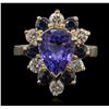 Image 4 : 14KT Yellow Gold 3.36ct Tanzanite, Sapphire and Diamond Ring