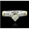 Image 4 : 14KT Two-Tone 1.29ctw Heart Cut Diamond Ring