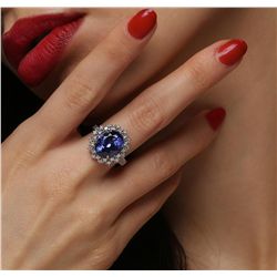 14KT White Gold 5.86ct Tanzanite and Diamond Ring