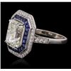 Image 6 : 18KT White Gold 5.52ctw Diamond and Sapphire Ring