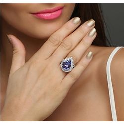 18KT White Gold 10.19ct Tanzanite and Diamond Ring