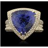 Image 4 : 14KT Yellow Gold 12.12ct GIA Certified Tanzanite and Diamond Ring