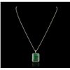 Image 4 : 14KT White Gold 23.13ct Emerald and Diamond Pendant With Chain