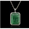 Image 5 : 14KT White Gold 23.13ct Emerald and Diamond Pendant With Chain