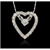 Image 4 : 14KT White Gold 3.96ctw Diamond Heart Pendant with Chain