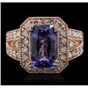 Image 3 : 14KT Rose Gold 5.45ct Tanzanite and Diamond Ring