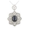Image 4 : 14KT White Gold 24.20ct Blue Star Sapphire and Diamond Pendant with Chain