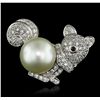 Image 2 : 18KT White Gold 0.02ct Ruby and Diamond Brooch