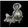 Image 3 : 18KT White Gold 0.02ct Ruby and Diamond Brooch