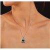 Image 1 : 14KT White Gold 4.36ct Emerald and Diamond Pendant With Chain