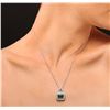 Image 2 : 14KT White Gold 4.36ct Emerald and Diamond Pendant With Chain