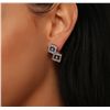 Image 3 : 18KT White Gold 0.96ctw Sapphire and Diamond Earrings
