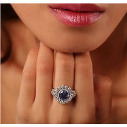 14KT White Gold 2.27ct Tanzanite and Diamond Ring