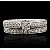 Image 2 : 18KT White Gold 1.05ctw Diamond Ring Wedding Set