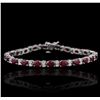 Image 7 : 14KT White Gold 7.35ctw Ruby and Diamond Bracelet