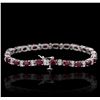 Image 8 : 14KT White Gold 7.35ctw Ruby and Diamond Bracelet