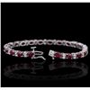 Image 9 : 14KT White Gold 7.35ctw Ruby and Diamond Bracelet