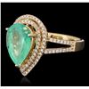 Image 5 : 14KT Yellow Gold 2.88ct Emerald and Diamond Ring