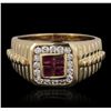 Image 4 : 14KT Yellow Gold 0.40ctw Ruby and Diamond Ring