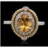 Image 4 : 14KT Two-Tone Gold 1.17ct Citrine and Diamond Ring