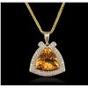 Image 4 : 14KT Yellow Gold 4.83ct Citrine and Diamond Pendant