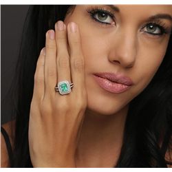 14KT White Gold 1.54ct Emerald and Diamond Ring
