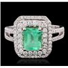 Image 4 : 14KT White Gold 1.54ct Emerald and Diamond Ring