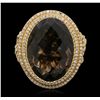Image 4 : 14KT Yellow Gold 18.72ct Smoky Quartz and Diamond Ring