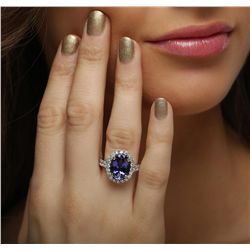 14KT White Gold 5.22ct Tanzanite and Diamond Ring