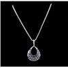 Image 4 : 14KT White Gold 15.07ctw Sapphire & Diamond Pendant with Chain