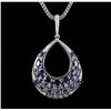 Image 5 : 14KT White Gold 15.07ctw Sapphire & Diamond Pendant with Chain