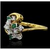 Image 5 : 18KT Yellow Gold 0.16ctw Emerald and Diamond Ring