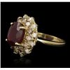 Image 5 : 14KT Yellow Gold 4.10ct Ruby and Diamond Ring