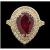 Image 4 : 14KT Yellow Gold 4.29ct Ruby and Diamond Ring