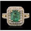 Image 4 : 14KT Yellow Gold 1.26ct Emerald and Diamond Ring